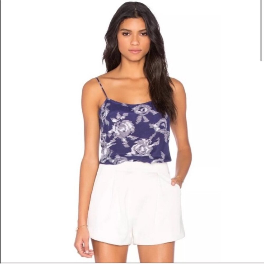 Equipment Femme Blue Rose Floral Print Silk Cara Camisole Tank Top XS